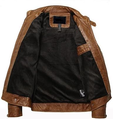 LEOCLOTHO Men's Leather Jacket Retro Biker Faux Leather Jacket